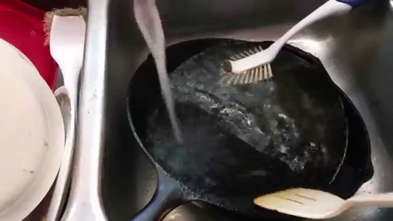 How to clean a cast iron skillet.