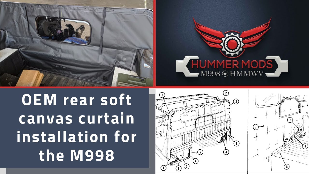 Breton Industries Military Rear Soft Canvas Curtain Installation for the M998 HMMWV Humvee Hummer H1