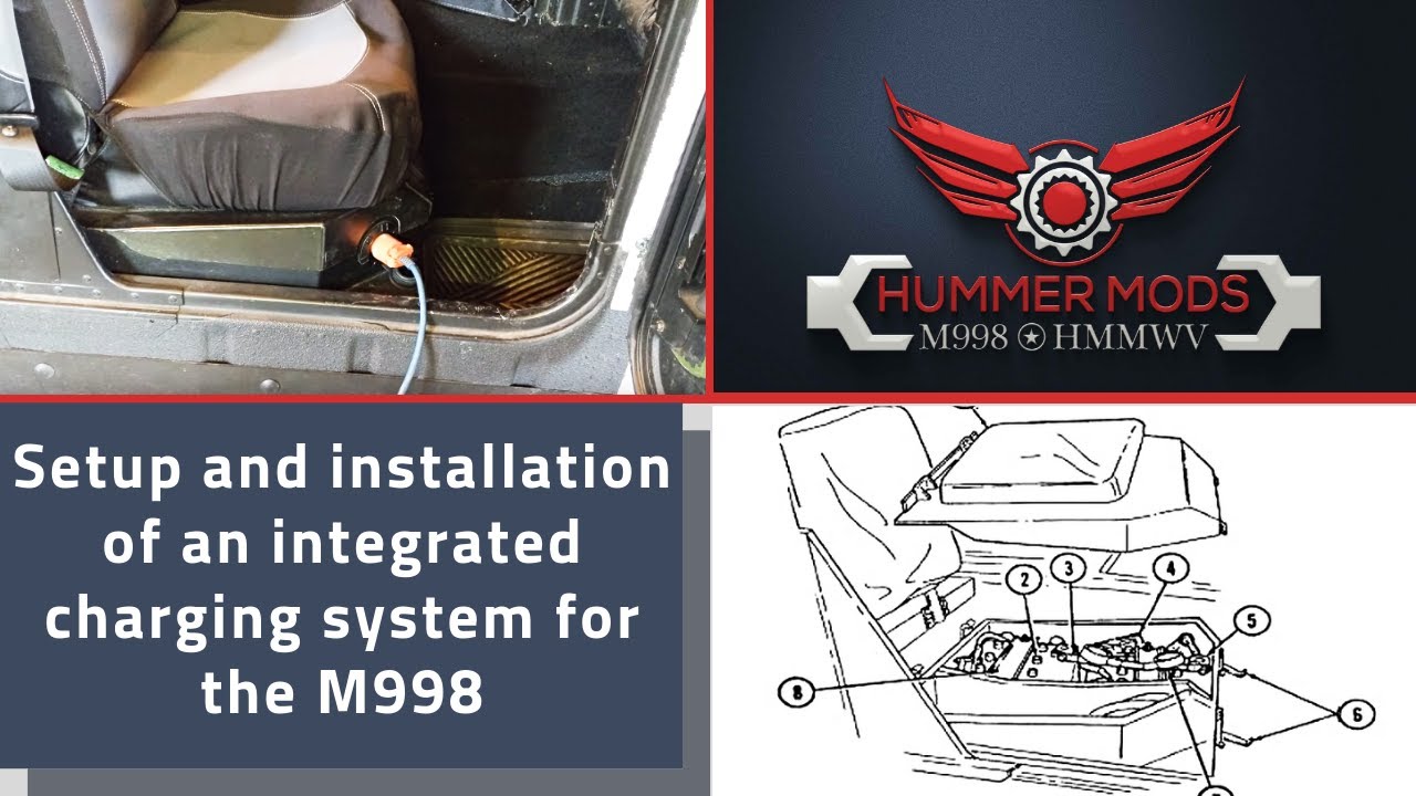 Setup and installation of an integrated charging system for the M998, HMMWV, Hummer H1 , or Humvee