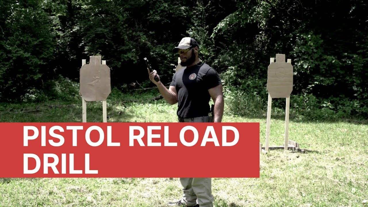 Pistol drill slide lock reload