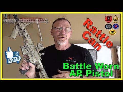 Battle worn, rattle can paint job on Adams Arms AR pistol