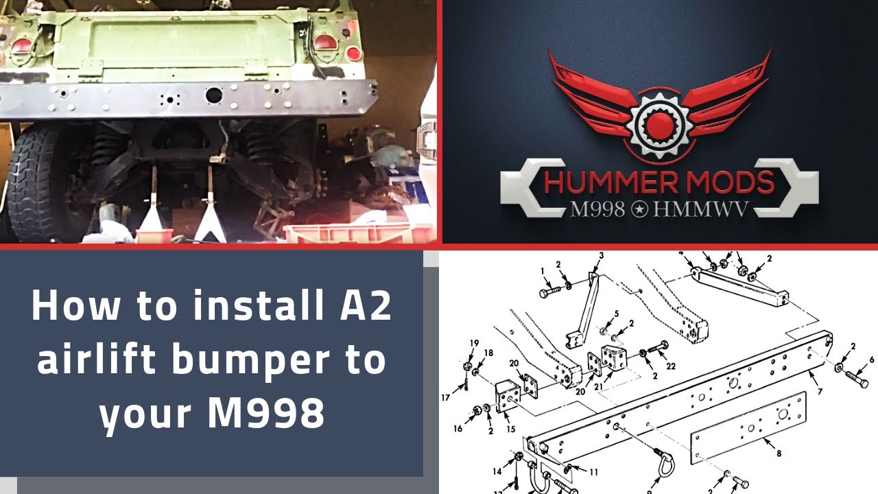 How to install A2 Airlift Bumper to your With Trailer plug and Pintel Hitch HMMWV M998 Humvee H1