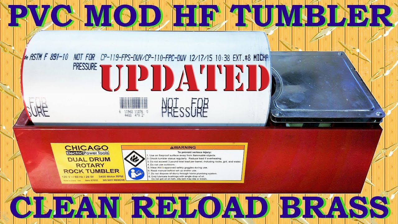 *Updated* PVC project, Larger drum for HF dual drum rock tumbler...clean reloading brass!