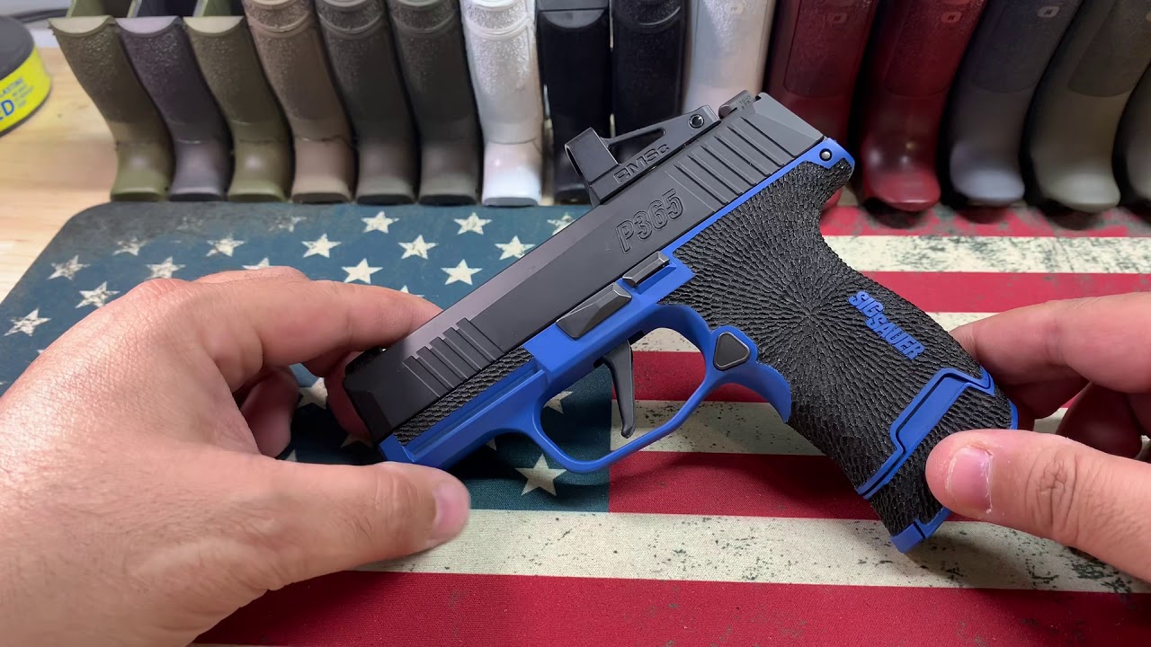 Custom P365 frame done in Police blue. Frank Castle Customs