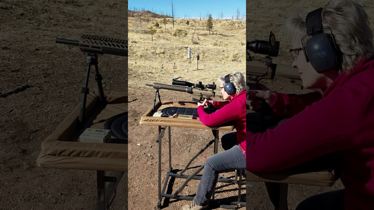 Diane shooting the Remington R-25 .308