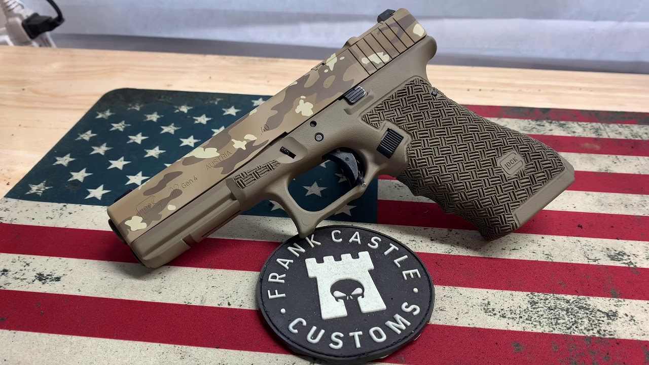 Glock 22 custom stippling and cerakote from frank castle customs