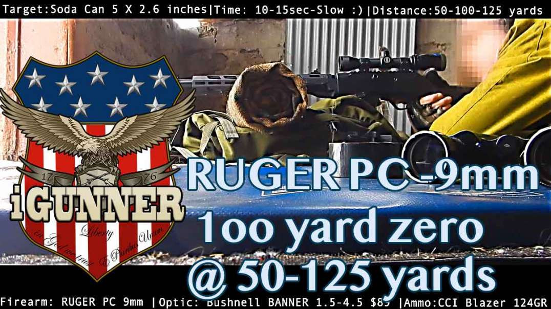 RUGER PC 9MM 100 YARD ZERO @ 50 & 125 YARDS - shooting drill.