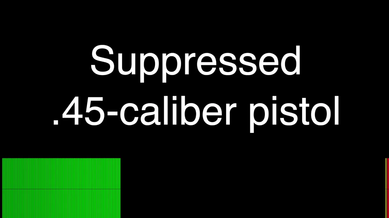Audio comparison of nail guns, suppressed and unsuppressed .45-caliber pistol